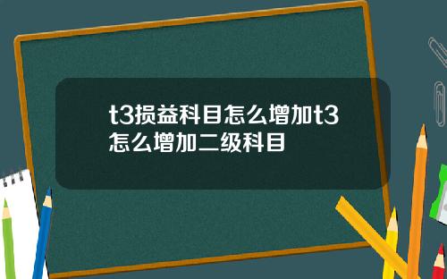 t3损益科目怎么增加t3怎么增加二级科目