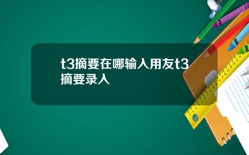 t3摘要在哪输入用友t3摘要录入