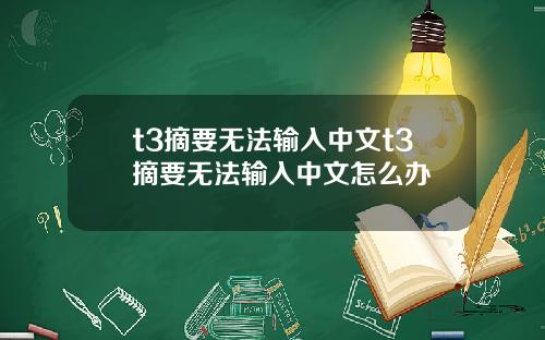 t3摘要无法输入中文t3摘要无法输入中文怎么办