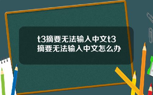 t3摘要无法输入中文t3摘要无法输入中文怎么办
