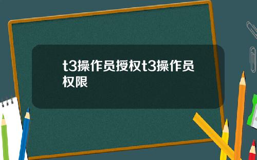 t3操作员授权t3操作员权限