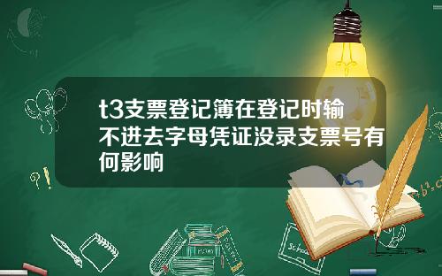 t3支票登记簿在登记时输不进去字母凭证没录支票号有何影响
