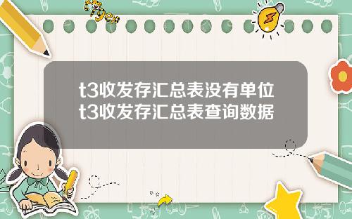 t3收发存汇总表没有单位t3收发存汇总表查询数据