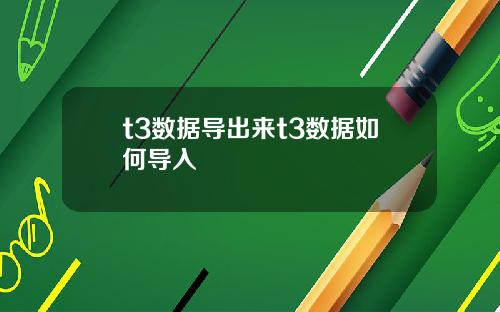 t3数据导出来t3数据如何导入