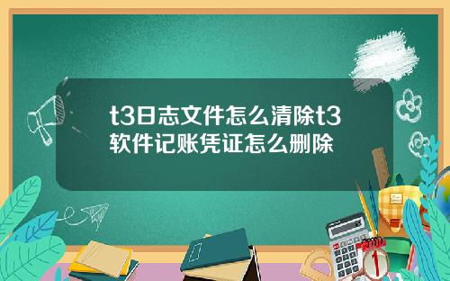 t3日志文件怎么清除t3软件记账凭证怎么删除