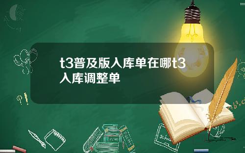t3普及版入库单在哪t3入库调整单