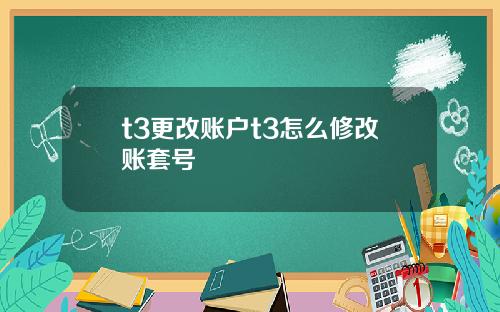 t3更改账户t3怎么修改账套号