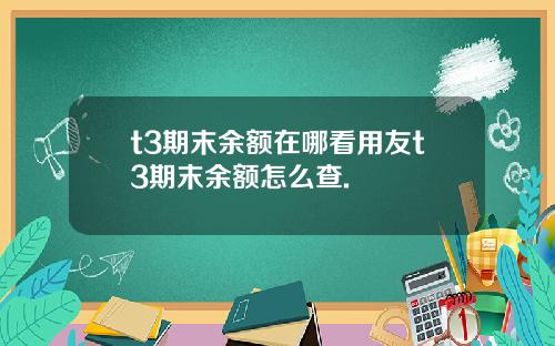 t3期末余额在哪看用友t3期末余额怎么查.