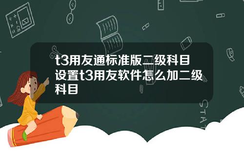 t3用友通标准版二级科目设置t3用友软件怎么加二级科目