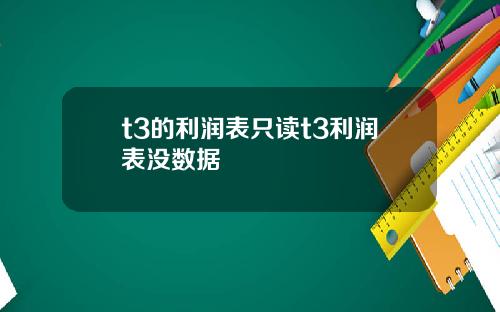 t3的利润表只读t3利润表没数据