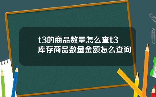 t3的商品数量怎么查t3库存商品数量金额怎么查询
