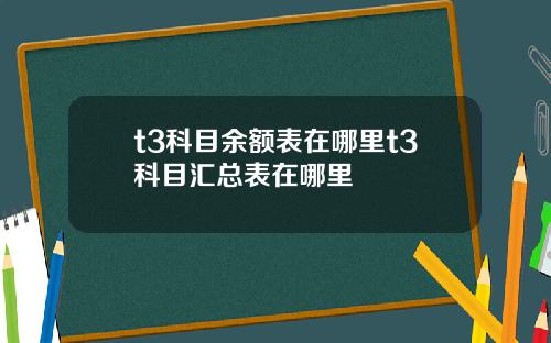 t3科目余额表在哪里t3科目汇总表在哪里