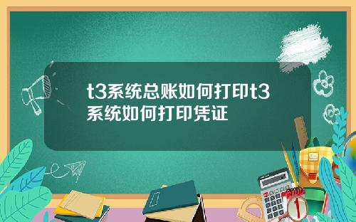 t3系统总账如何打印t3系统如何打印凭证