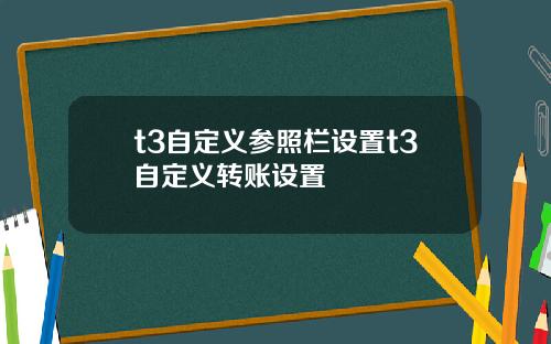 t3自定义参照栏设置t3自定义转账设置