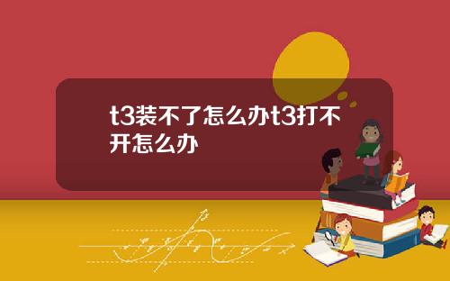 t3装不了怎么办t3打不开怎么办