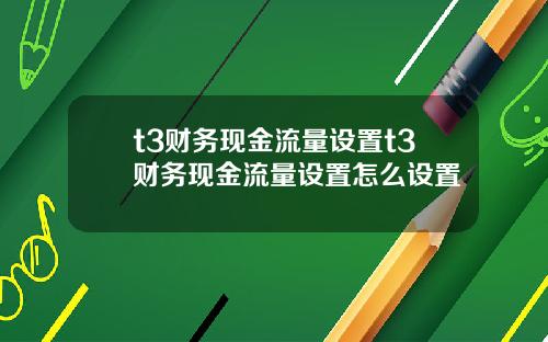t3财务现金流量设置t3财务现金流量设置怎么设置