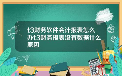 t3财务软件会计报表怎么办t3财务报表没有数据什么原因