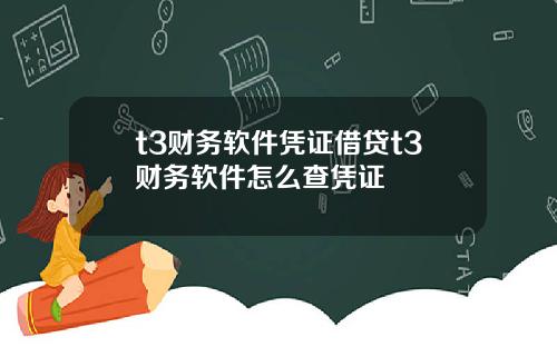 t3财务软件凭证借贷t3财务软件怎么查凭证