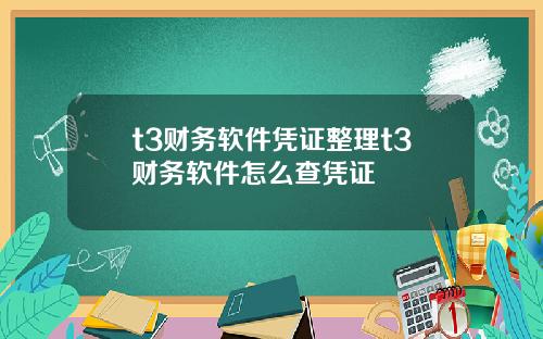 t3财务软件凭证整理t3财务软件怎么查凭证