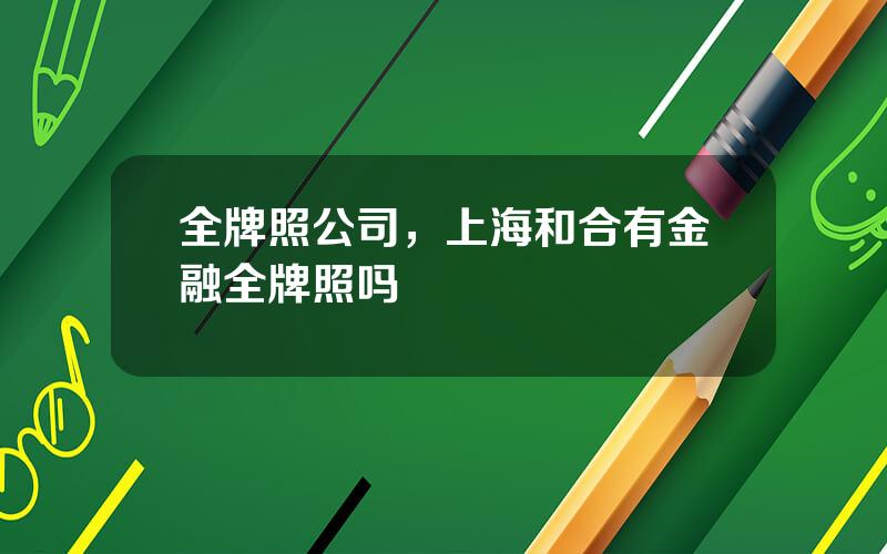 全牌照公司，上海和合有金融全牌照吗