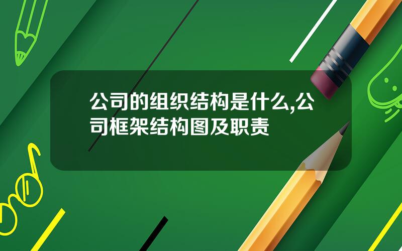 公司的组织结构是什么,公司框架结构图及职责