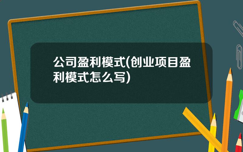 公司盈利模式(创业项目盈利模式怎么写)