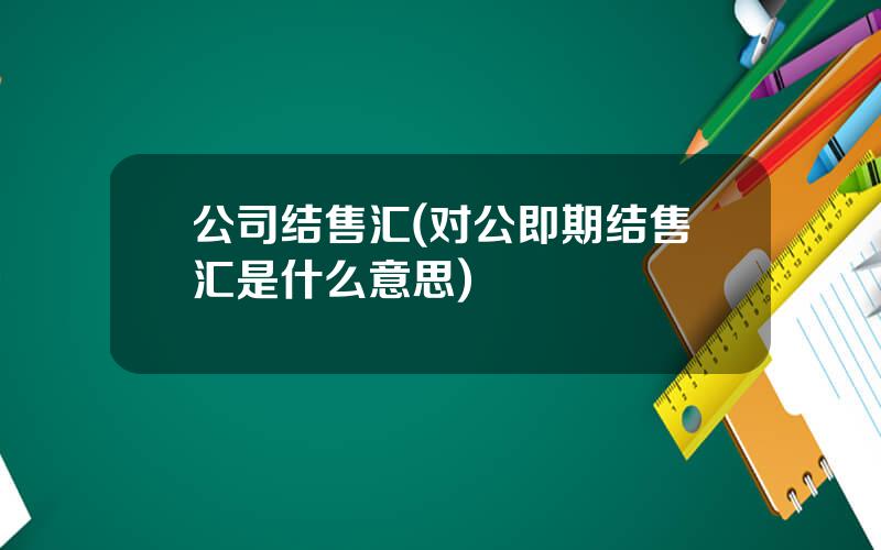 公司结售汇(对公即期结售汇是什么意思)