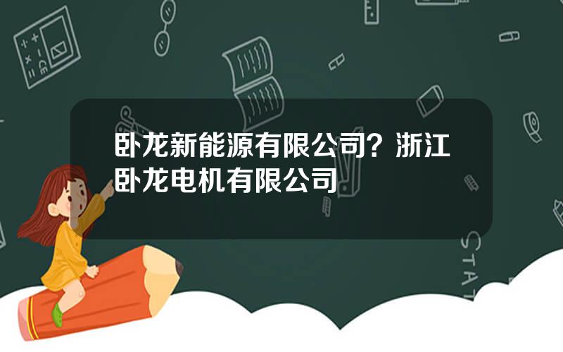 卧龙新能源有限公司？浙江卧龙电机有限公司