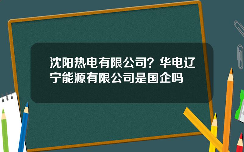 沈阳热电有限公司？华电辽宁能源有限公司是国企吗
