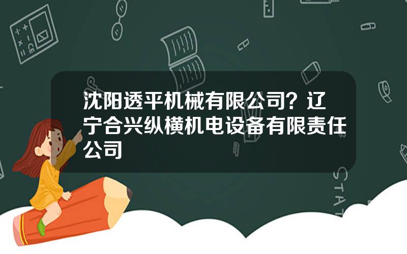 沈阳透平机械有限公司？辽宁合兴纵横机电设备有限责任公司