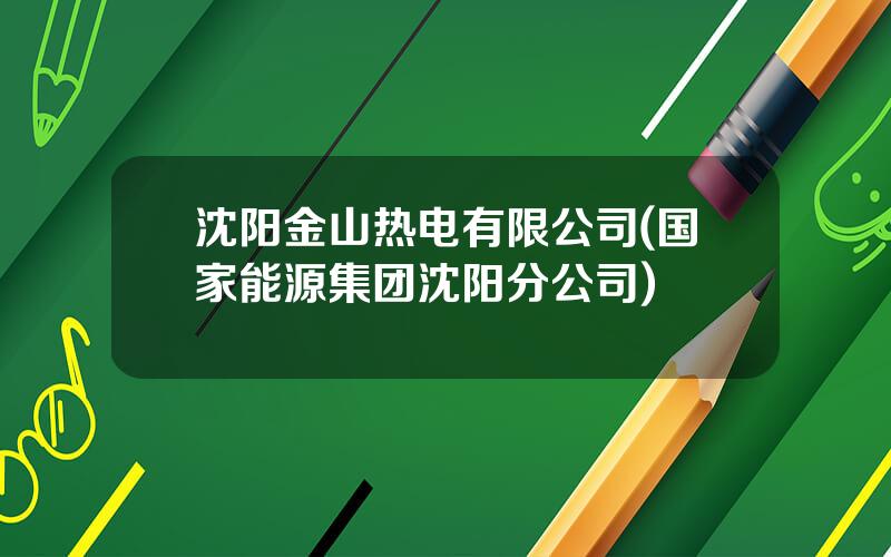沈阳金山热电有限公司(国家能源集团沈阳分公司)