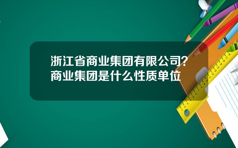 浙江省商业集团有限公司？商业集团是什么性质单位